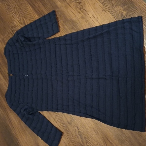 Trina Turk Navy Blue Lace Eyelet 1/2 Sleeve A Line Dress QQQ - Picture 3 of 5